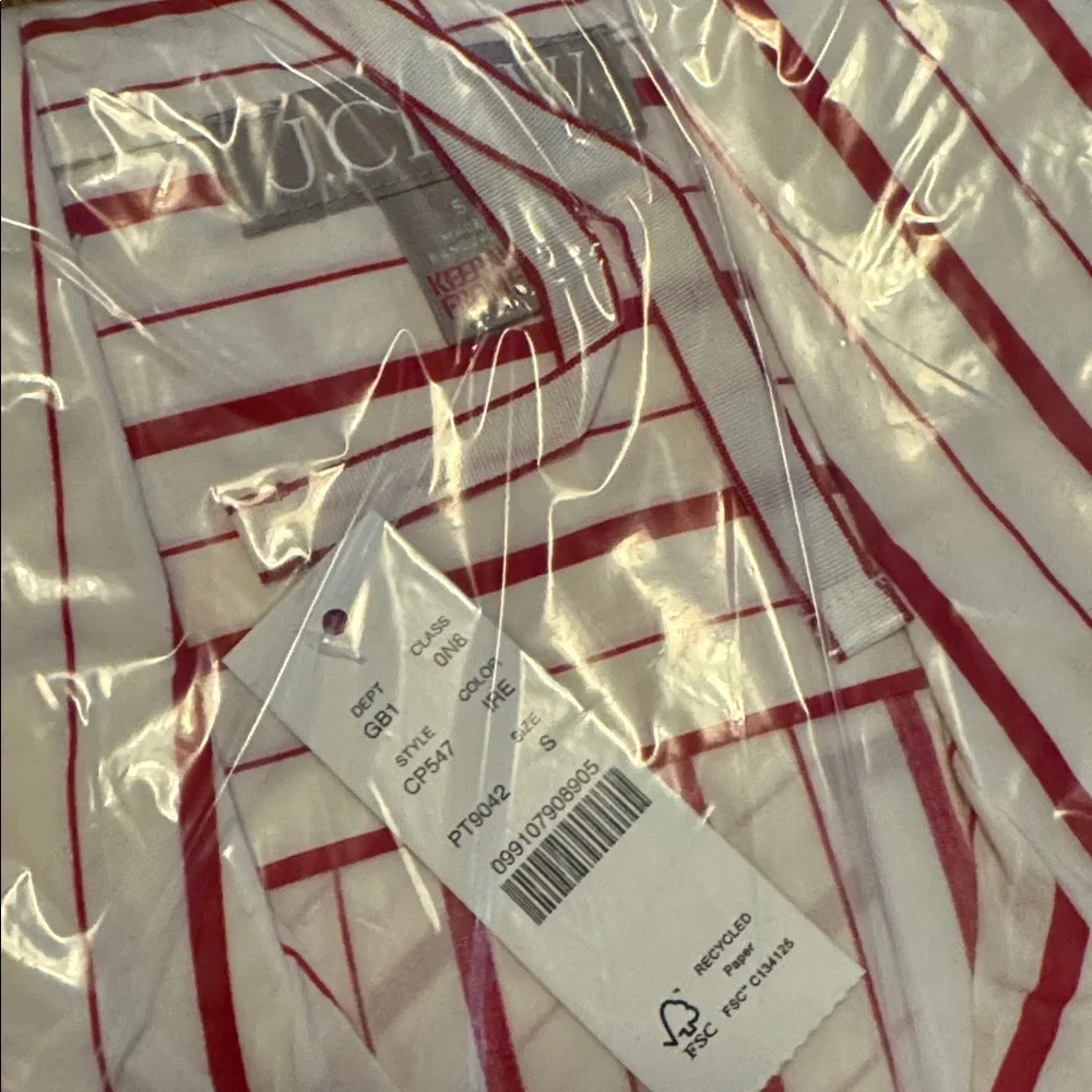J.Crew Cotton poplin long-sleeve pajama pant set in peppermint stripe CP547